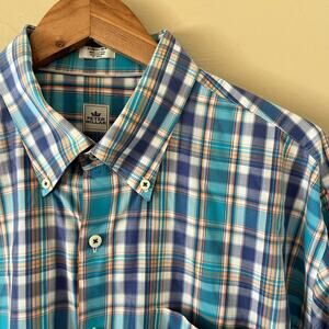 Peter Miller Men's 100% Cotton Plaid Button Down Shirt - Size XL